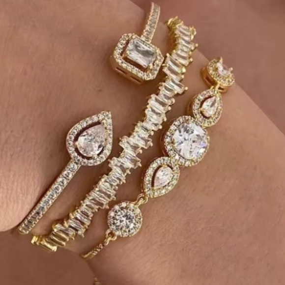 Sparkling Gold Adjustable Bracelet Collection Set - Picture 3 of 7